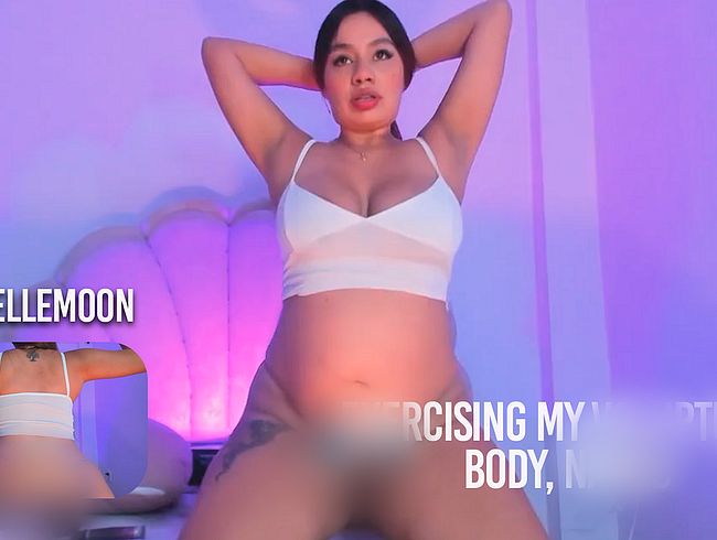 Ich trainiere meinen üppigen Körper, nackt