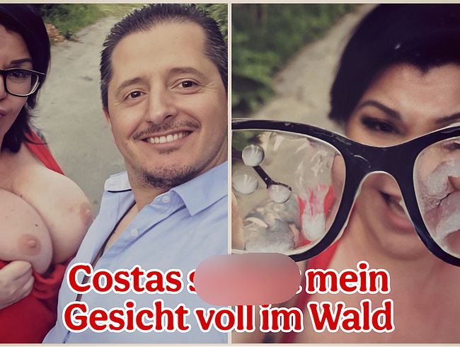 Costas spri**t mir aufs Gesicht Outdoor im Wald