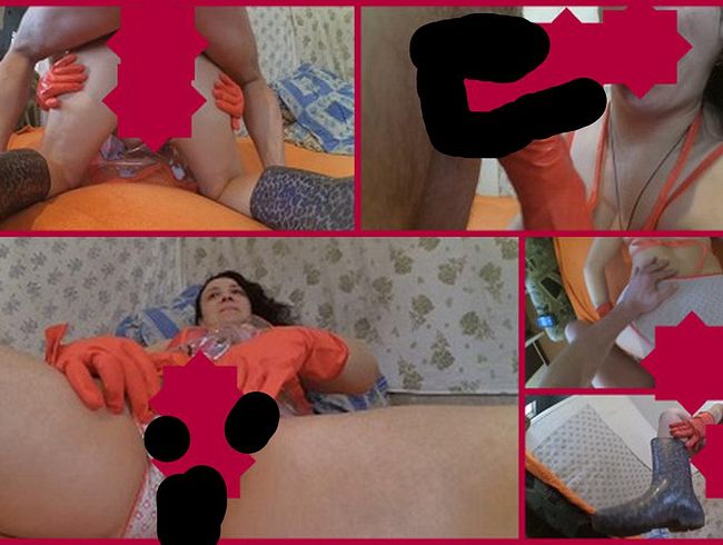 cum in rubber gloves