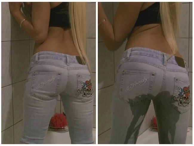  Jeans Hose vollgepi**t