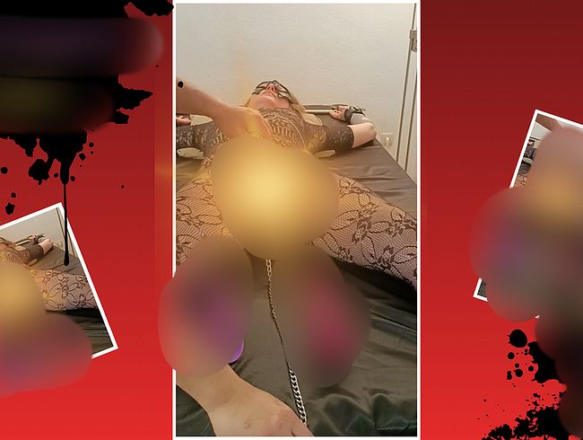 Am Tisch festgebunden und 1m lange Kette eingeführt