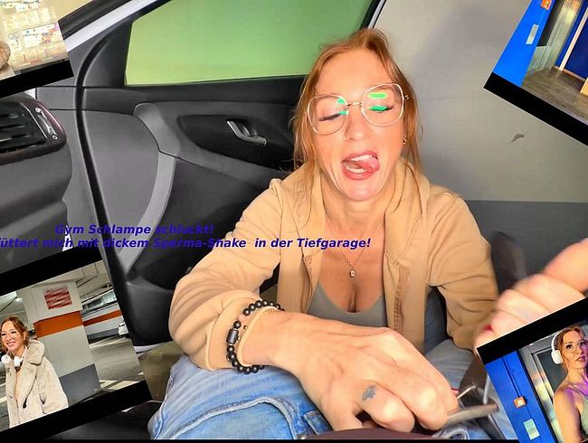 Gym Schlampe schl**kt! Neuer Hengst füttert mich mit dickem sper*a-Shake in der Tiefgarage!